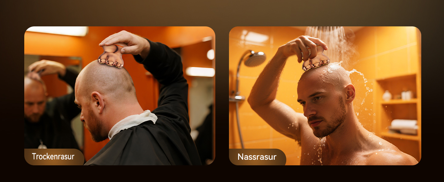 Професійний електричний стайлер для гоління голови 7D PRO Glatzen Rasierer для чоловіків. Водонепроникний (IPX6), з плаваючою головкою, акумулятор 1400mAh, швидкість 8800RPM, золота головка, USB-C, 0 мм