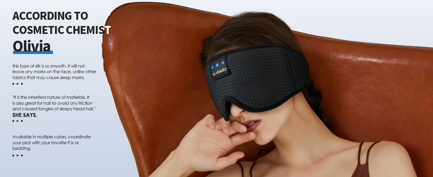 Маска для сну Dolida з Bluetooth навушниками V5.4, бавовняна, з мікрофоном, для подорожей, йоги, медитації (чорна)