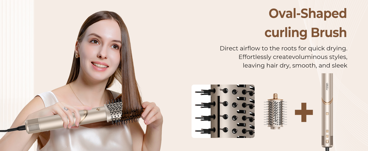 UKLISS Hairstyler 8 в 1: Професійний стайлер для волосся з авто-завивкою, іонізацією та функцією фена, підходить для всіх типів волосся, золотий