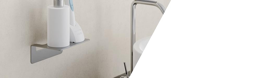 WEISSENSTEIN Badablage without Drilling from Stainless Steel - Self-adhesive Shelf for the Bathroom - 14 x 9.5 x 5 cm