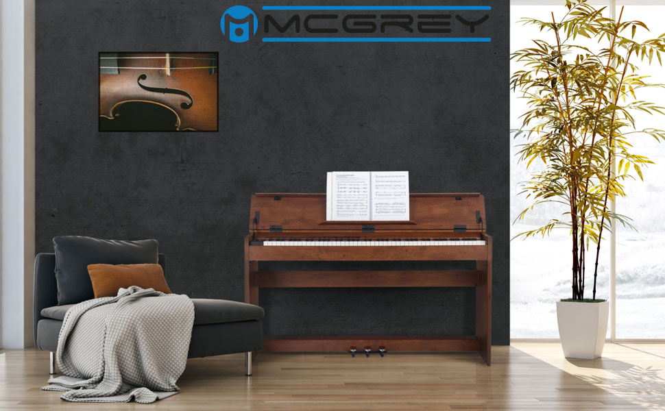 McGrey DP-18 WN E-Piano: 88 важких клавіш з молоточним механізмом, 128 звуків, Dual/Split, захисний чохол, 3 педалі, матовий горіх