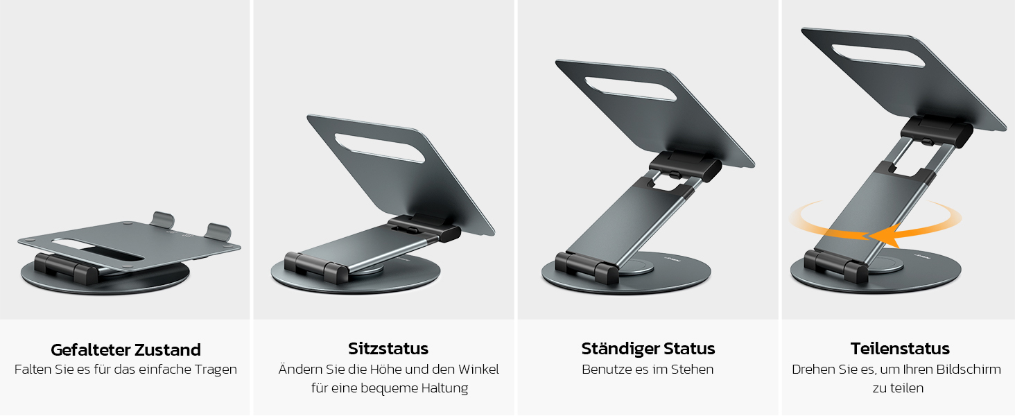 NULAXY Adjustable Laptop Stand - 360° Swivel Base, Height Adjustable up to 20