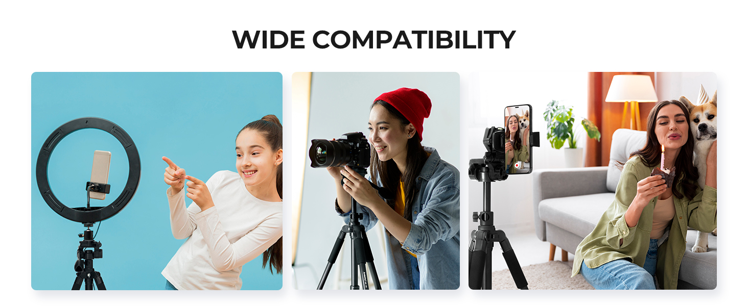 Штатив AMBITFUL 157.5 см, чорний, професійний, алюмінієвий, знімний, для фото- та відеозйомки (камера, DSLR, смартфон, екшн-камера, телескоп)