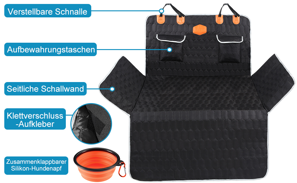 Автоматичний килимок для собак OneAmg у машину, 182x101 см (Чорний) - захист заднього сидіння, з віконцем, бічними панелями та ременями безпеки