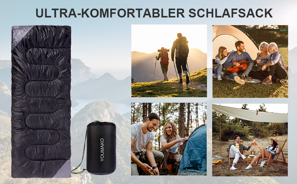 Сплячий мішок для дорослих та дітей – легкий, водонепроникний, зручний для весни, літа, осені – піший туризм, подорожі, кемпінг, темно-оранжевий