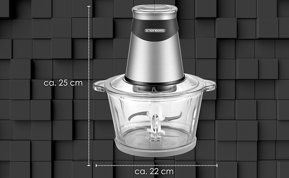 Електричний подрібнювач Multizerkleinerer Blitzhacker 500W 1,8L: універсальний кухонний комбайн для приготування дитячого харчування, горіхів, овочів, фруктів та м'яса. Скляна чаша.