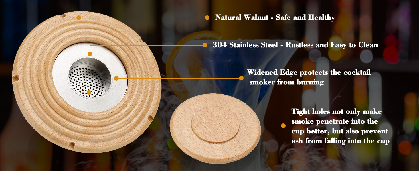Dad's Gift Christmas, Cocktail Smoker Kit, Whiskey Stones, Torch Lighter, Old Fashioned Whiskey Smoker Drinks Kit, Cocktail Accessories For Drinks, Bourbon Walnut (Butane Not Included) (Beech)
