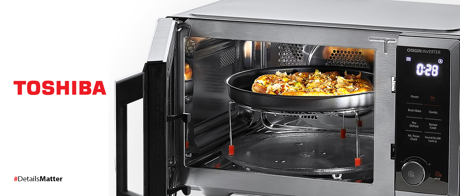 Мікрохвильова піч з грилем та конвекцією Toshiba MW3-AC26SFI(BK) 6-в-1, 26л, 1000Вт, інверторна, чорна