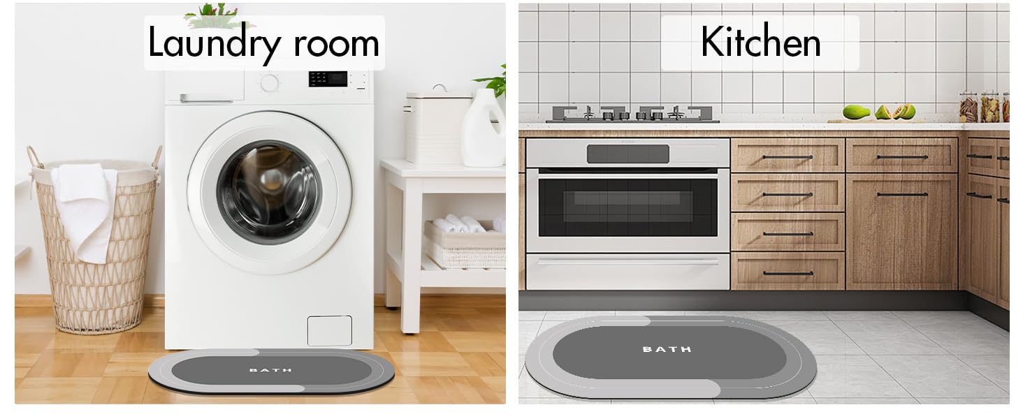 Килимок для ванної кімнати, гумовий, швидковисихаючий, неслизький, 40 x 60 см (Світло-сірий)