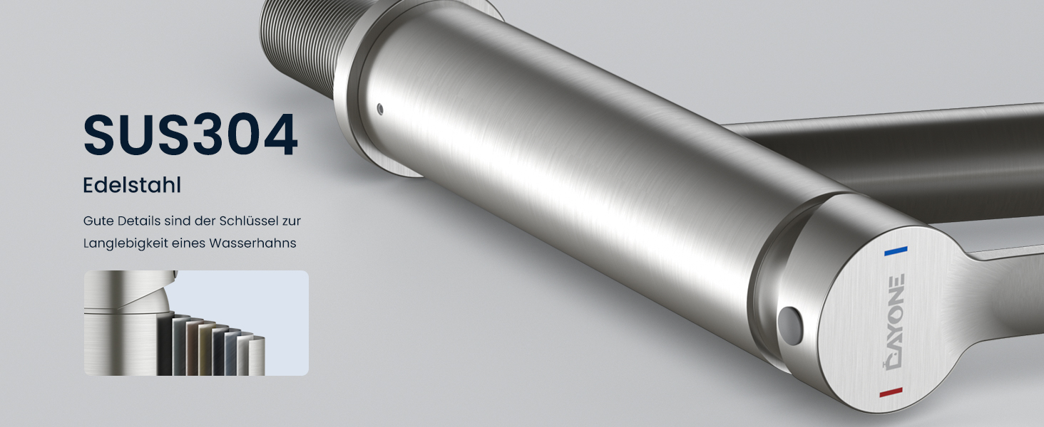 Однолеверний змішувач для кухні Dayone з висувною лійкою, нержавіюча сталь, 3 режими, 360° обертання, для кухонних мийок (15 см), матовий, преміум якість