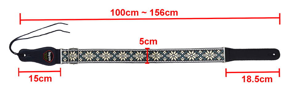 Гітарний ремінь Rayzm з візерунком жакарду, бавовняний, для акустичної та електрогітари, басу, з тримачем для медіатора, металевий бугель 5 см, регульована довжина