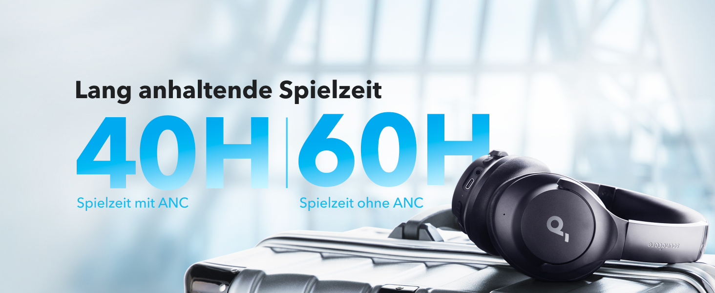 Бездротові Bluetooth-навушники Soundcore by Anker Q20i з гібридним активним шумозаглушенням (ANC), Hi-Res Audio, 40 год роботи, керування через додаток (Відновлені, Синій)