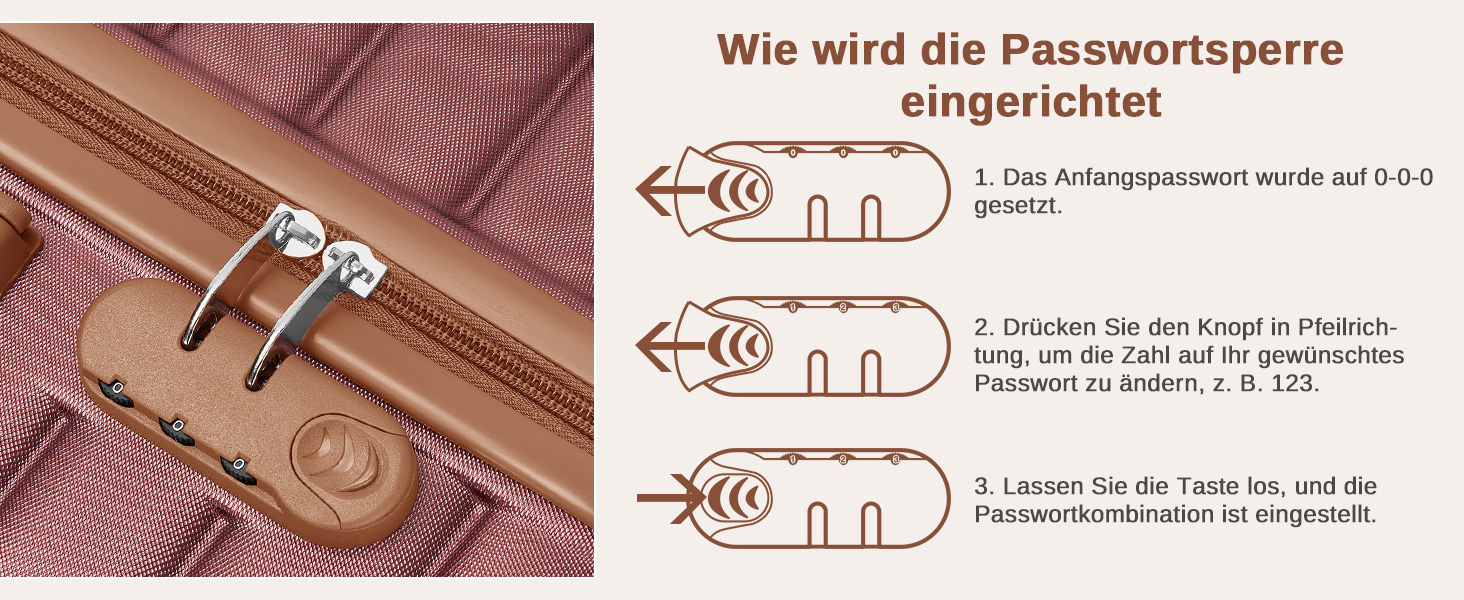 Чемодан KONO 3-в-1: ABS+PC, з коліщатками та кодовим замком (55см, ручна поклажа), червоно-коричневий