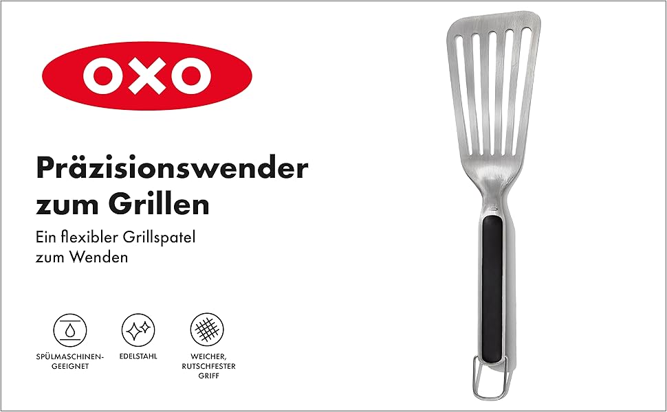 Набір OXO Good Grips для гриля: лопатка та щипці – нержавіюча сталь, 41 см та 47,5 см, безпечне миття в посудомийній машині