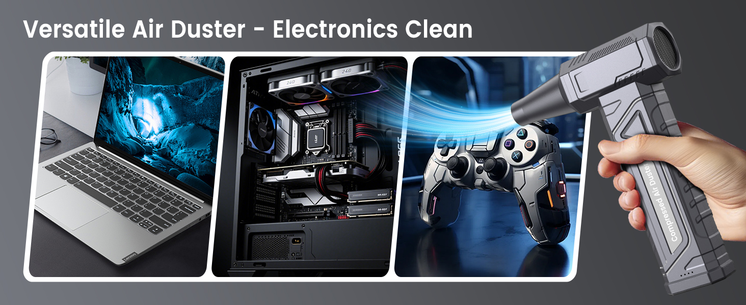 Електричний повітряний пилосос для чищення ПК - Air Duster 200000 RPM, 4-ступенева регулювання, акумуляторний міні-фен, для клавіатури, дому, авто