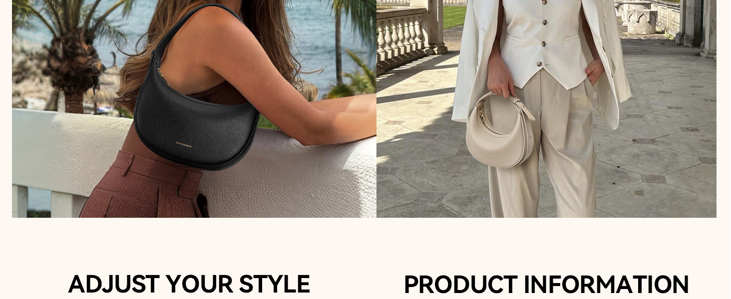 Сумка жіноча BOSTANTEN велика шопер з PU шкіри, елегантна сумка через плече, Hobo Bag чорна (1-3320-бежева)