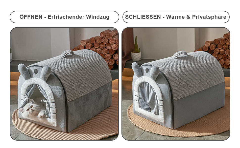 Будка для собак середнього розміру Jiupety з завісою, портативна переносна будка для собак, розмір L (61x45x45 см), сіра, знімний м'який лежак