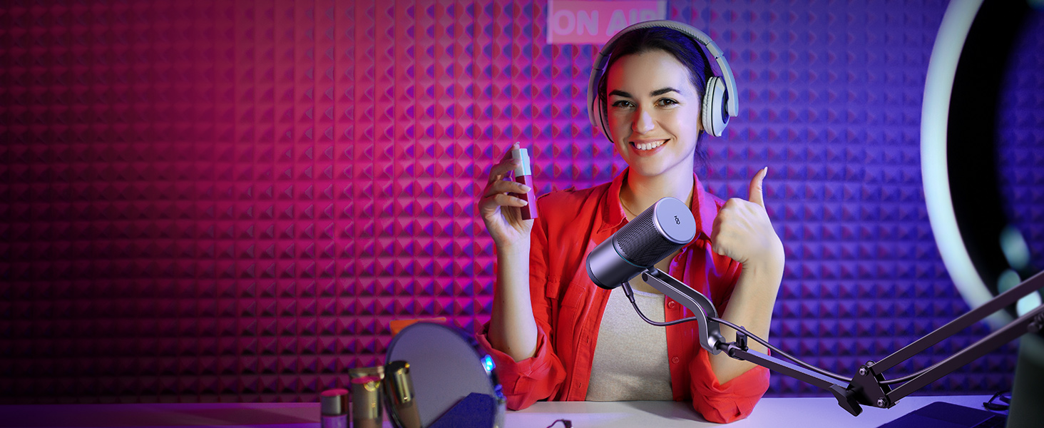 Мікрофон UGREEN для геймінгу та стрімінгу з RGB підсвічуванням USB, 24bit/96kHz, для ПК, PS5/PS4, запису, ноутбука