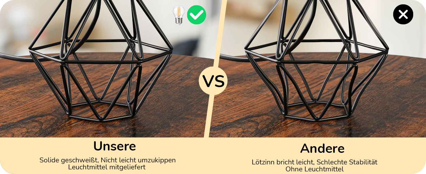 EDISHINE Настільна лампа - Сучасний індустріальний дизайн, E14 цоколь, вінтаж, для спальні/вітальні, білий & золотий (льон + чорний)