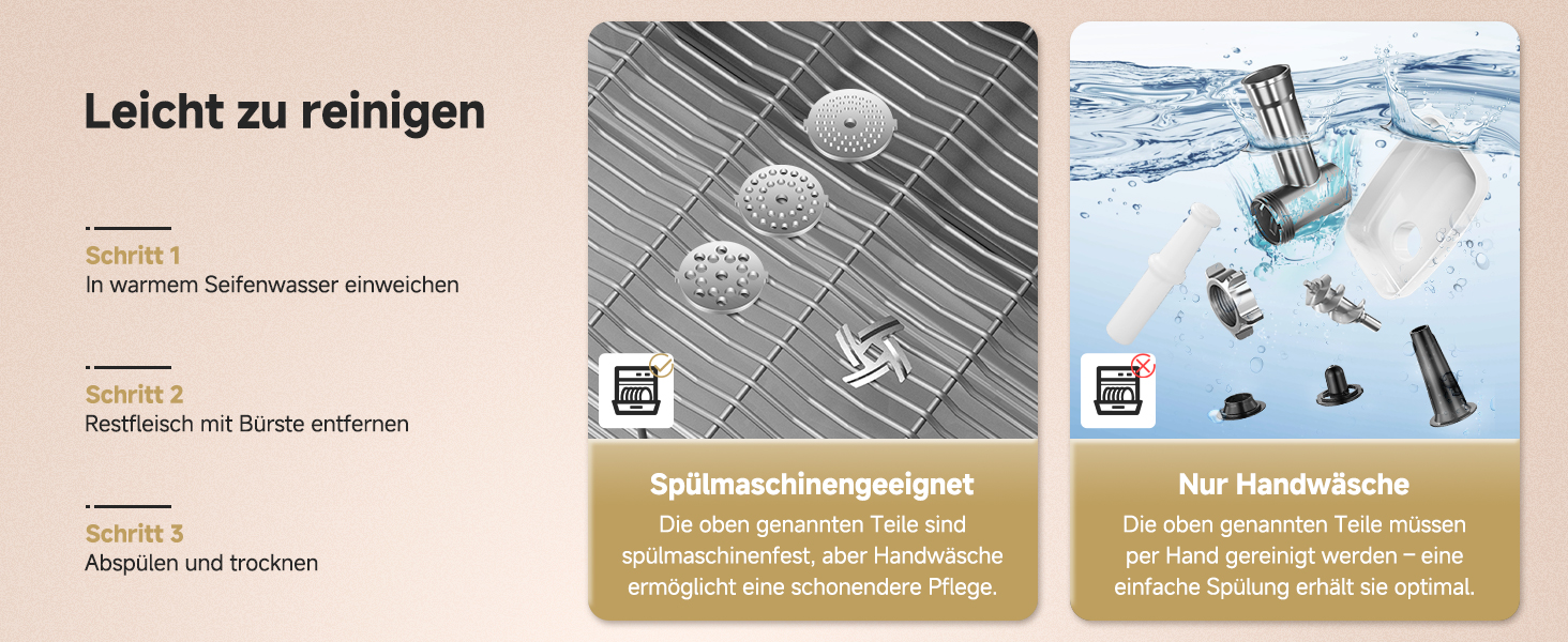 М'ясорубка електрична AMZCHEF для дому з 3 насадками, пристроєм для ковбас та набором для куббе | Ідеально для фаршу, ковбасок та домашньої кухні (біла)