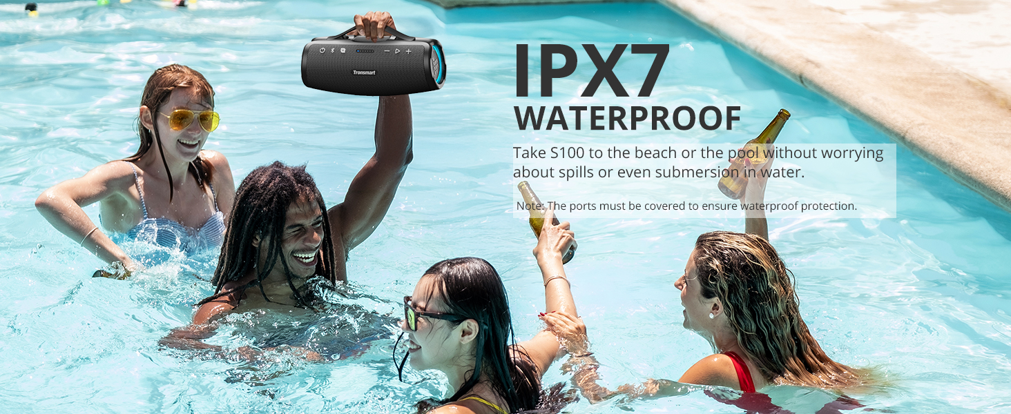 Tronsmart Mirtune S100: Bluetooth колонка водонепроникна IPX7, 20 год, для пляжу та вечірок (Чорна)