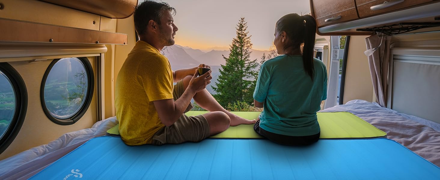 Sportneer Self-Inflating Camping Mat - 198x76cm Outdoor Sleeping Pad - 10cm Thick Air Mattress for Tent, Overnight Stays, Sunbathing, Relaxation, and Picnics