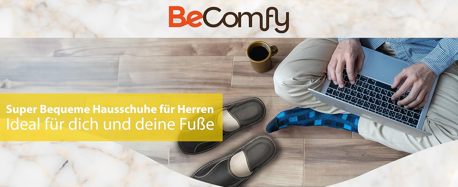 Чоловічі шкіряні домашні капці BeComfy (Німеччина) - чорні, коричневі, розміри 40-50 EU