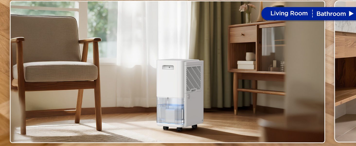 EasyAcc Електричний осушувач повітря 1200мл, 18л/день, тихий, портативний, з автовимкненням та режимом сну для дому та офісу (білий)