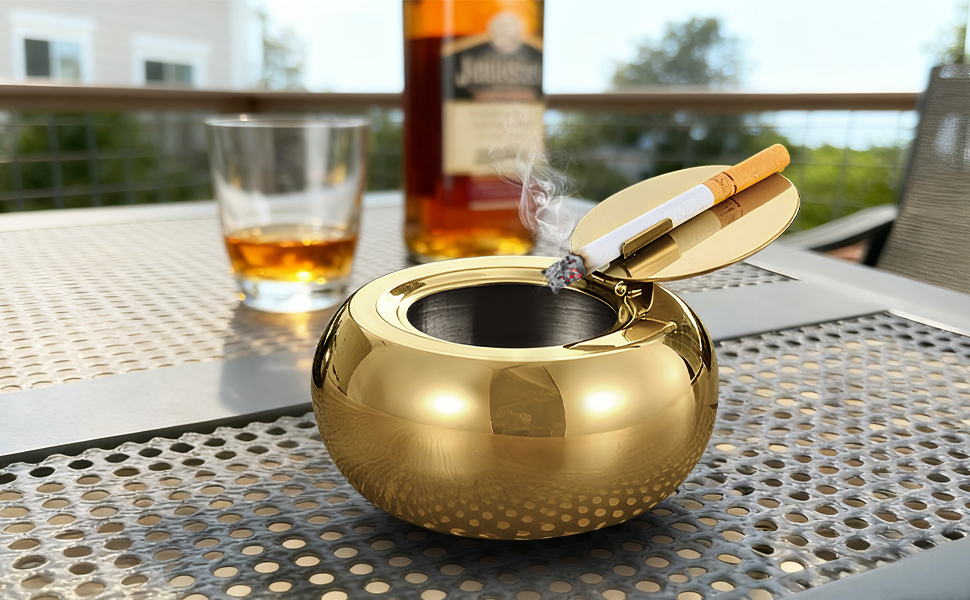 Попільничка з кришкою з нержавіючої сталі Golden S-Gold (S-Gold)