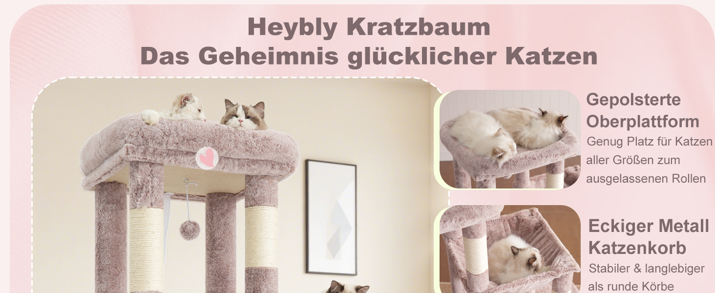 Дерев'яний комплекс для котів Heyby Kratzbaum 120см з X-основою, багатоярусний, з гамаком та дряпалкою (Колір: коричнево-бежевий)