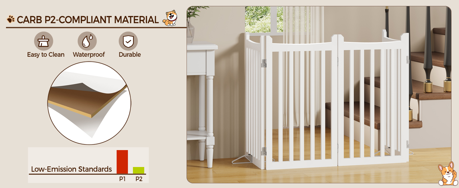 Захисне ґратка для собак Yaheetech, 90.5 x 201.5 см, білий, 4 панелі