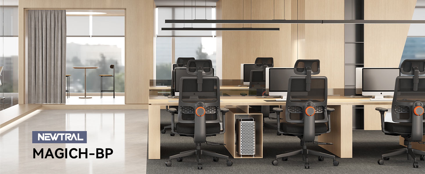 Офісне крісло Newtral MAGICH-BP з підніжкою: ергономічне, з підголівником та підлокітниками