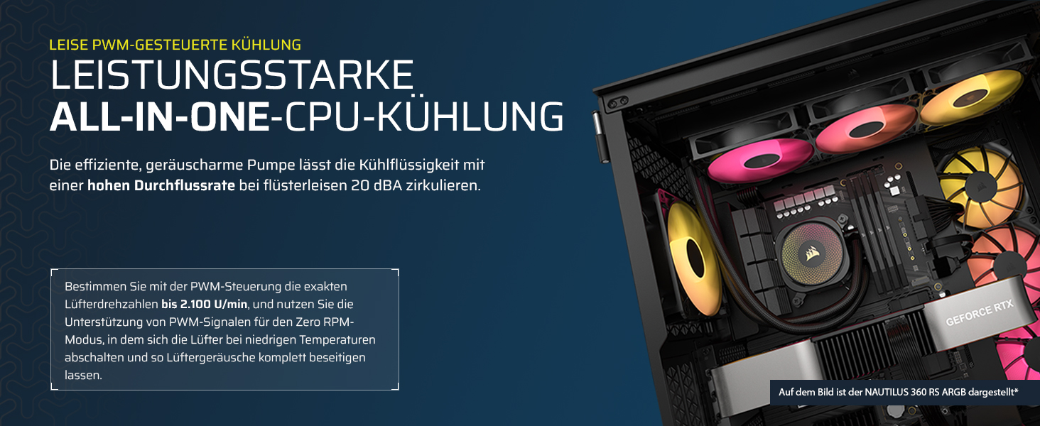 Система водяного охолодження Corsair Nautilus 360 RS для CPU – тиха, з прямим підключенням до материнської плати, сумісна з Intel LGA 1851/1700, AMD AM5/AM4, 3x RS120 вентилятори, ARGB, 240мм AIO, чорний колір