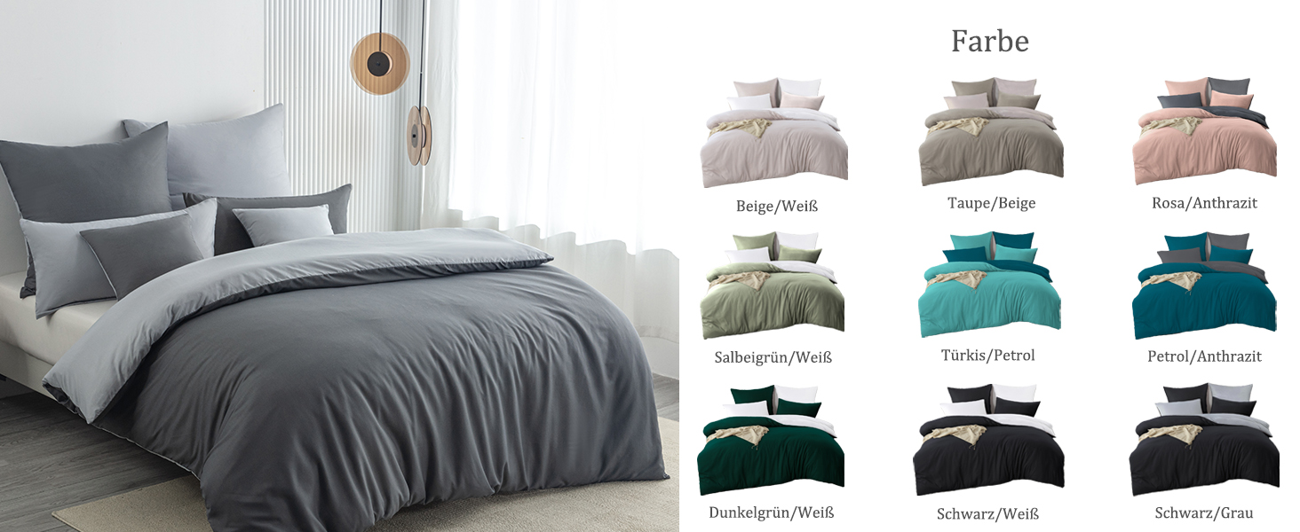 Комплект постільної білизни 135x200 4-х частинний антрацит/сірий, мікрофібра, двостороння, м'яка та без прасування. Комплект: простирадло 2 шт. + наволочки 2 шт. 80x80 см на блискавці.