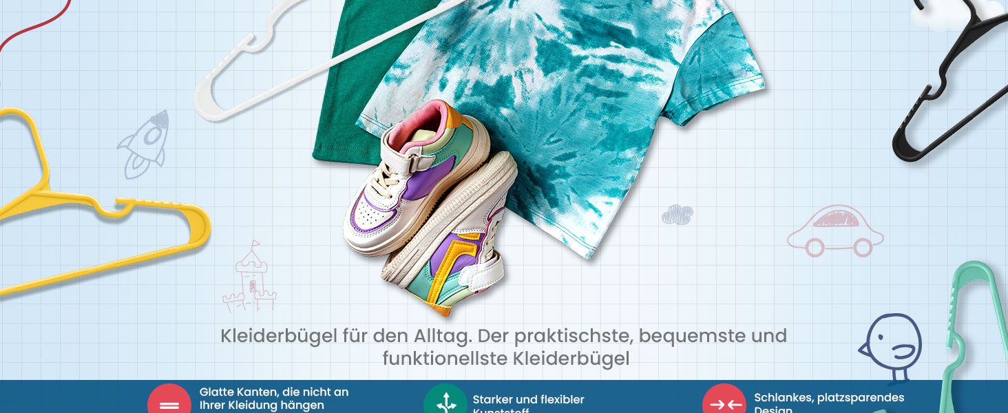 40 вешалок для дитячого одягу Utopia Home: білі, пластикові, 11,5 см - для шафи, щоденне використання