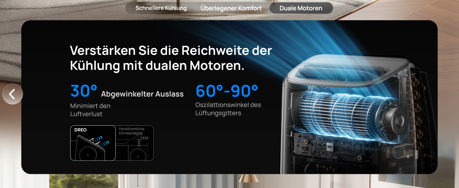 Портативний кондиціонер DREO 10000 BTU з охолодженням без дренажу, керуванням через додаток/голос/пульт, таймером 24 год та функцією вентилятора та осушувача повітря, AC515S