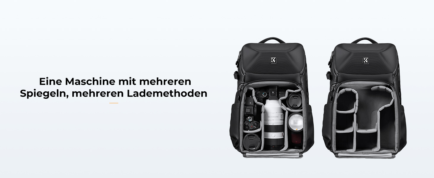 Рюкзак для камери K&F Concept: водонепроникний фоторюкзак для DSLR/зеркальних камер (20L, чорний)