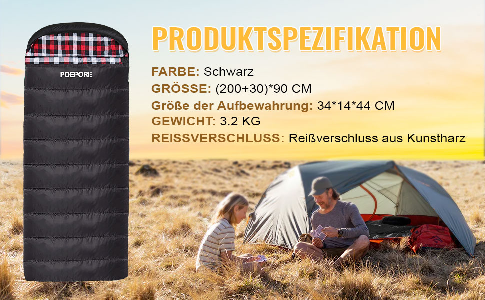 Спальний мішок XXL для дорослих, 3-4 сезони, фланель, для кемпінгу та зимових пригод, чорний, 230x90 см