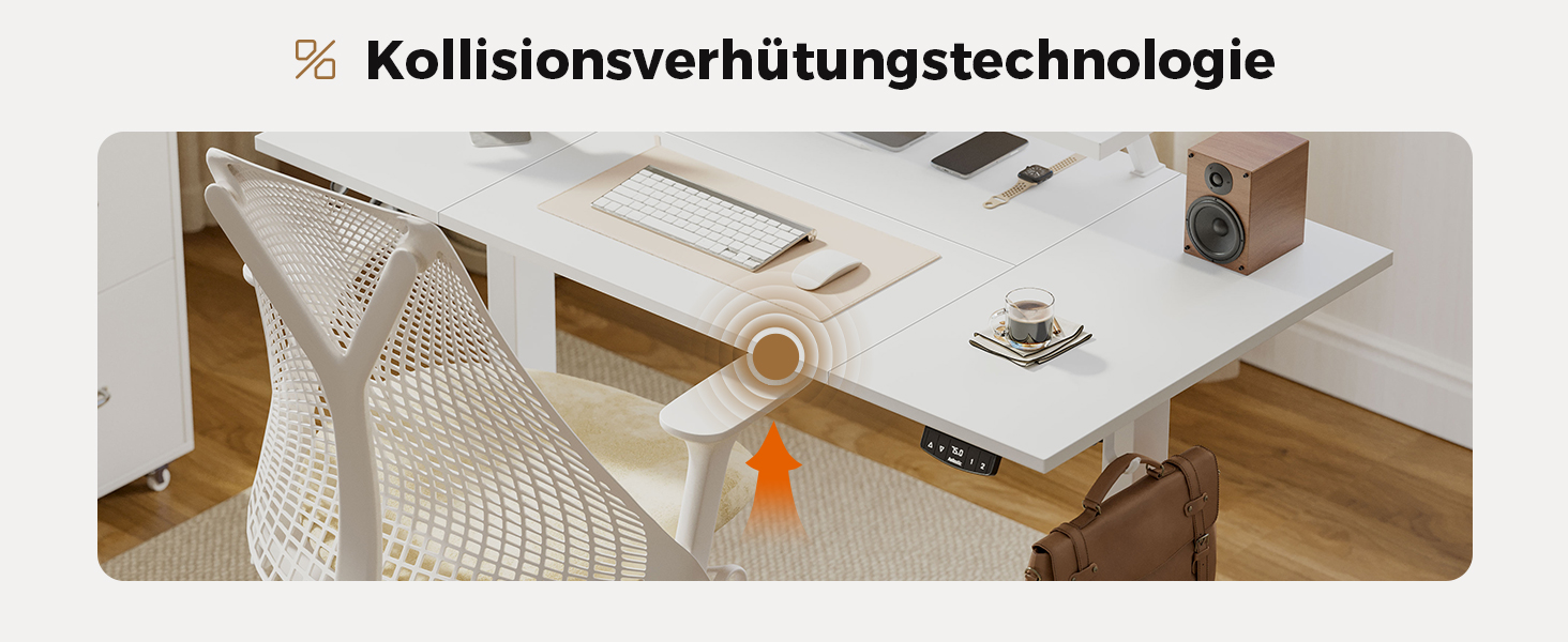 Електричний регульований стіл Agilestic з підсвічуванням, USB-портом та мобільним кріпленням для монітора, 140 x 80 см (Білий)