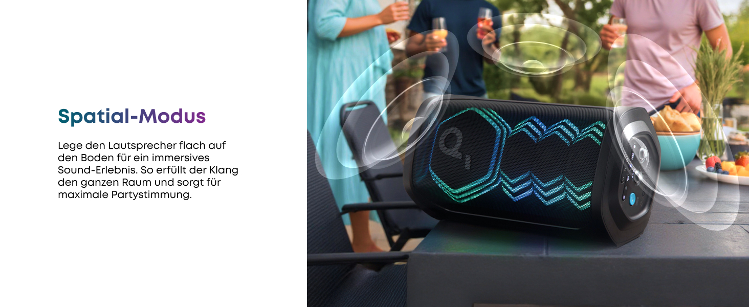 Soundcore PartyBox Rave 3S – портативна колонка з мікрофонами, 200 Вт, Bluetooth, світлодіодна підсвітка, AuraCast, 12 годин роботи, для дому та вулиці