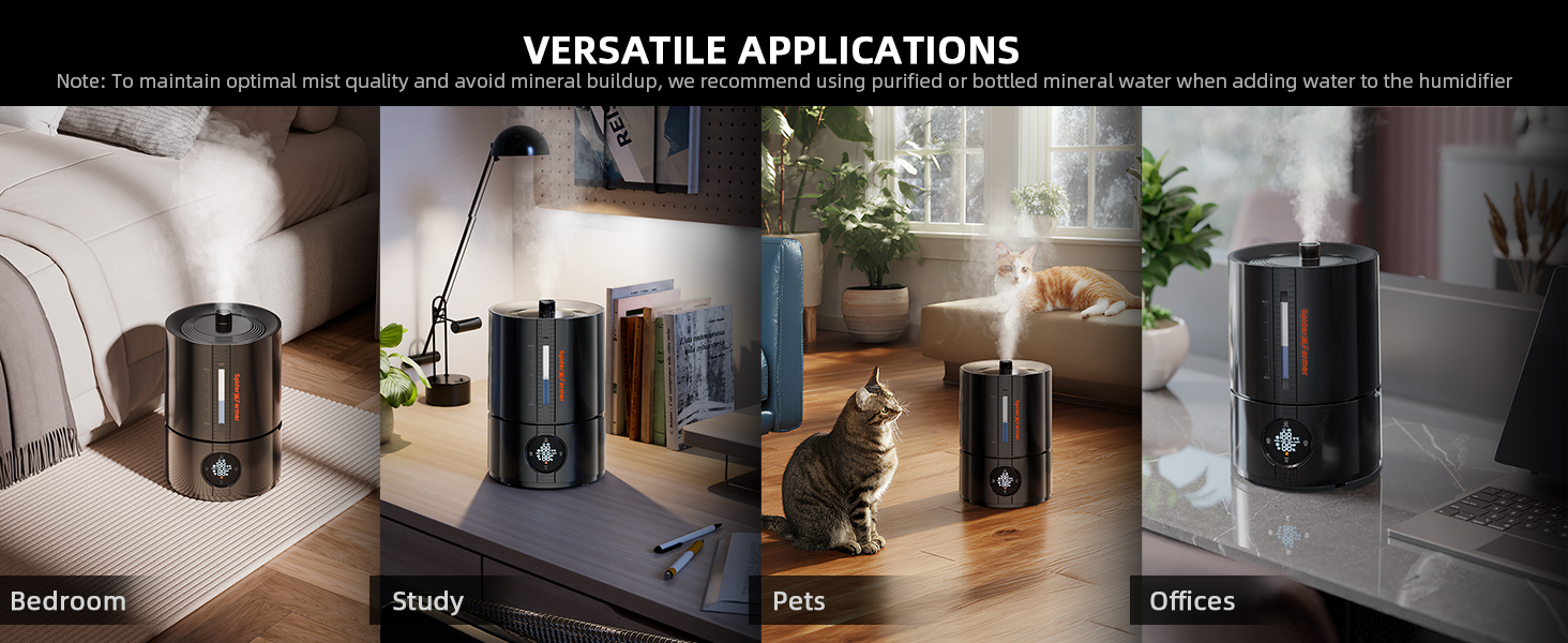 Увлажнитель воздуха Spider Farmer 450 мл/год для растений, палатки Grow, спальни, с гигрометром, автоматическое отключение, черный, 5л, верхнє заповнення