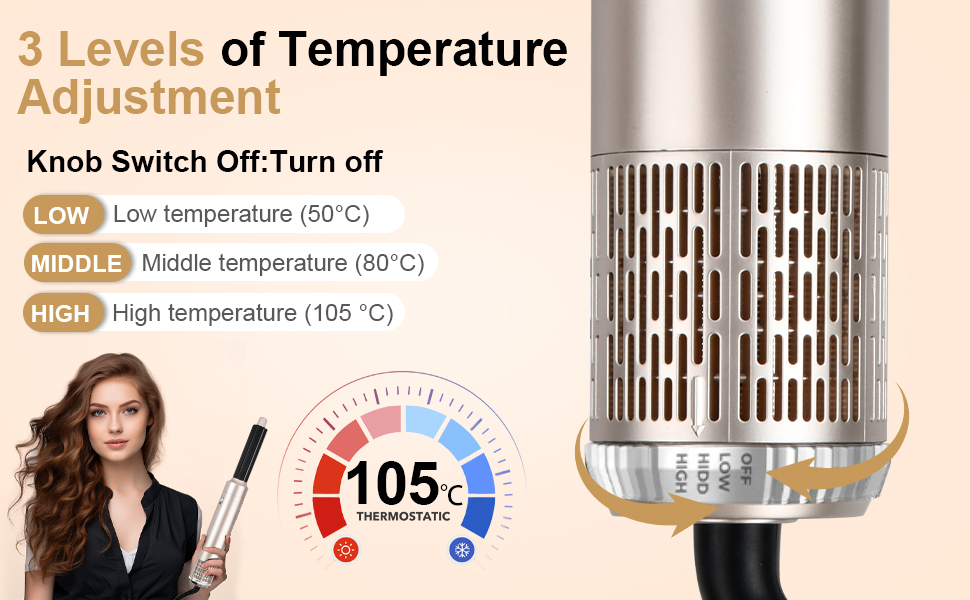 Набір для укладки волосся 6 в 1: локони, об'єм, випрямлення, сушка, чорний