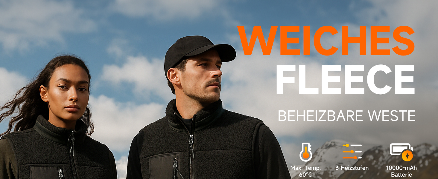 Обогреваемый жилет LABCOOL для мужчин и женщин - флисовый жилет з USB-живленням (10000mAh Powerbank), 6 зон обігріву, 3 температурні режими, машинне прання, XL, чорний