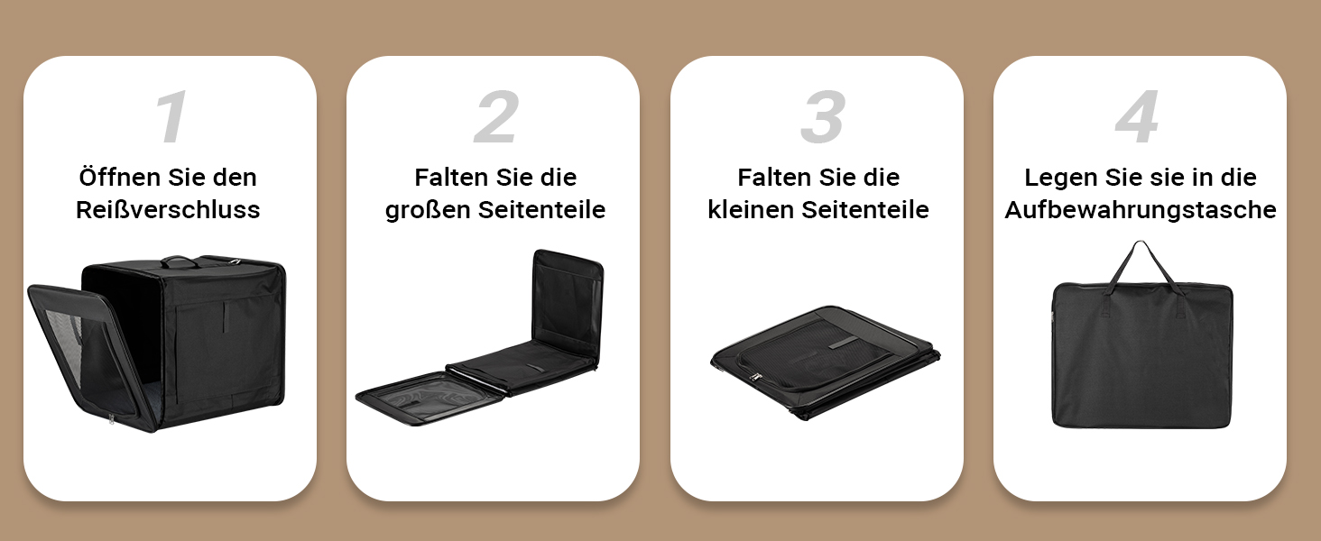 Транспортна переноска для собак та котів Wiltec, чорна, 58x46x53 см, складна, з подушкою