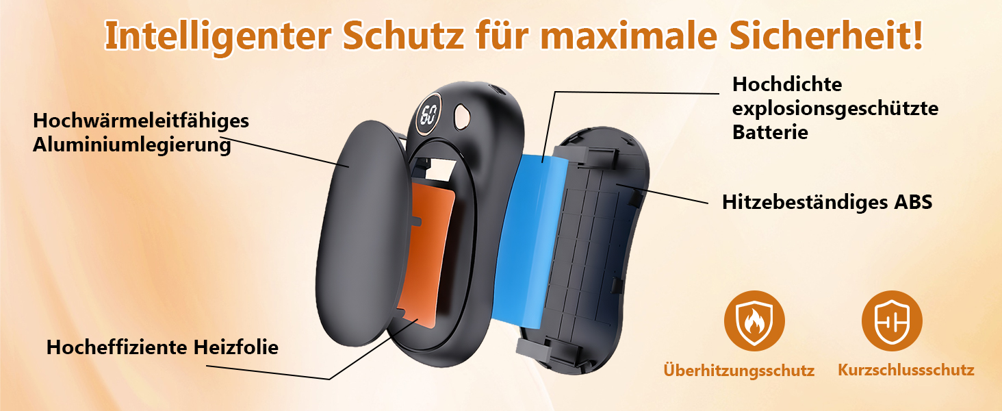 OKYUK Електричні грілки для рук 2 шт. з магнітним кріпленням, 5000 мАг, Powerbank, 3 режими, для кемпінгу та подарунків, чорний