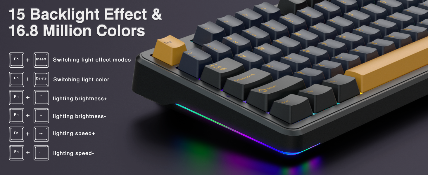Ігрова механічна клавіатура AULA F87: бездротовий TKL, RGB, Hot-Swap, QWERTY, підтримка Bluetooth 5.0, п'ятишарове демпфування