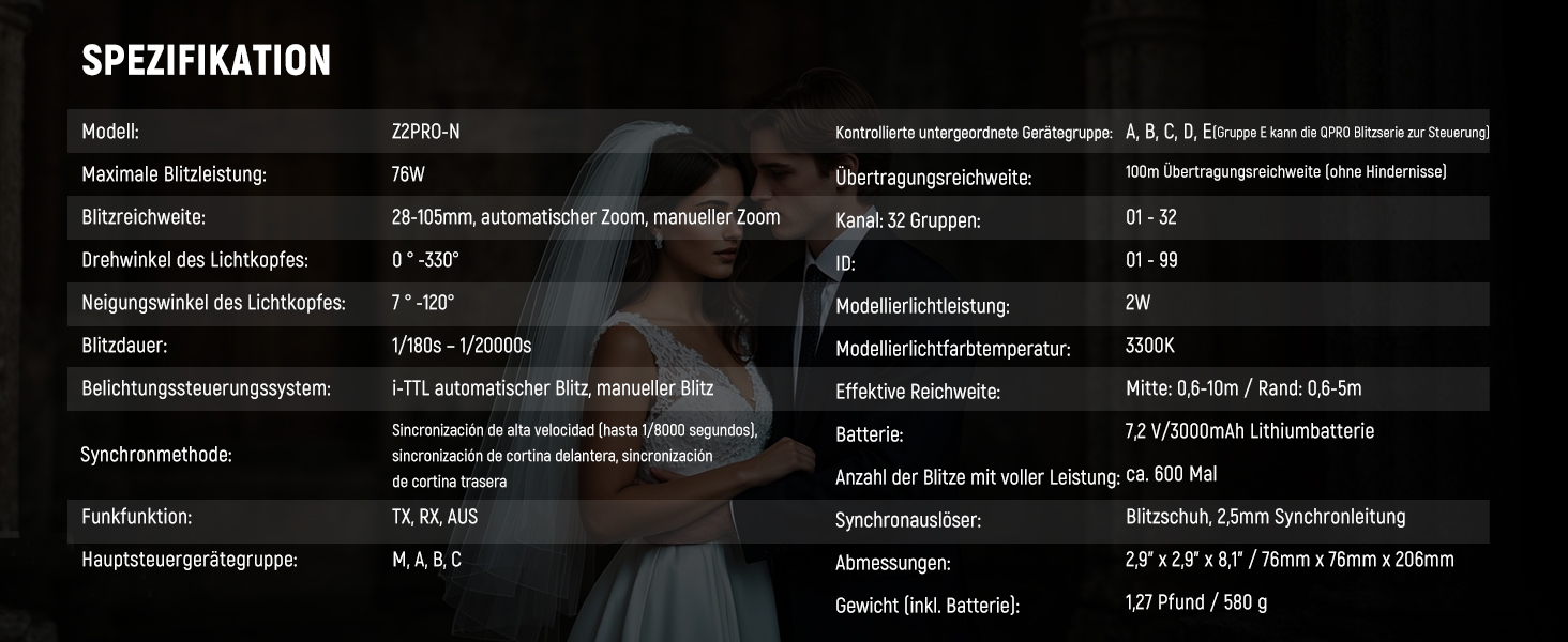 NEEWER Z2-N Flash - Світловий спалах Speedlite для Nikon, 76W, TTL/M, HSS 1/8000s, 2600mAh