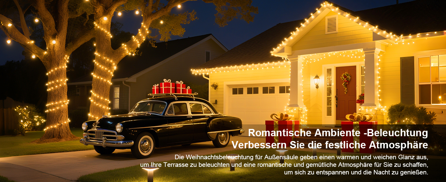 Льо́нточна гірлянда AIMENGTE 30м, 300 LED, тепле біле світло, 8 режимів, IP44, для прикраси саду, балкону, ялинки, вечірки