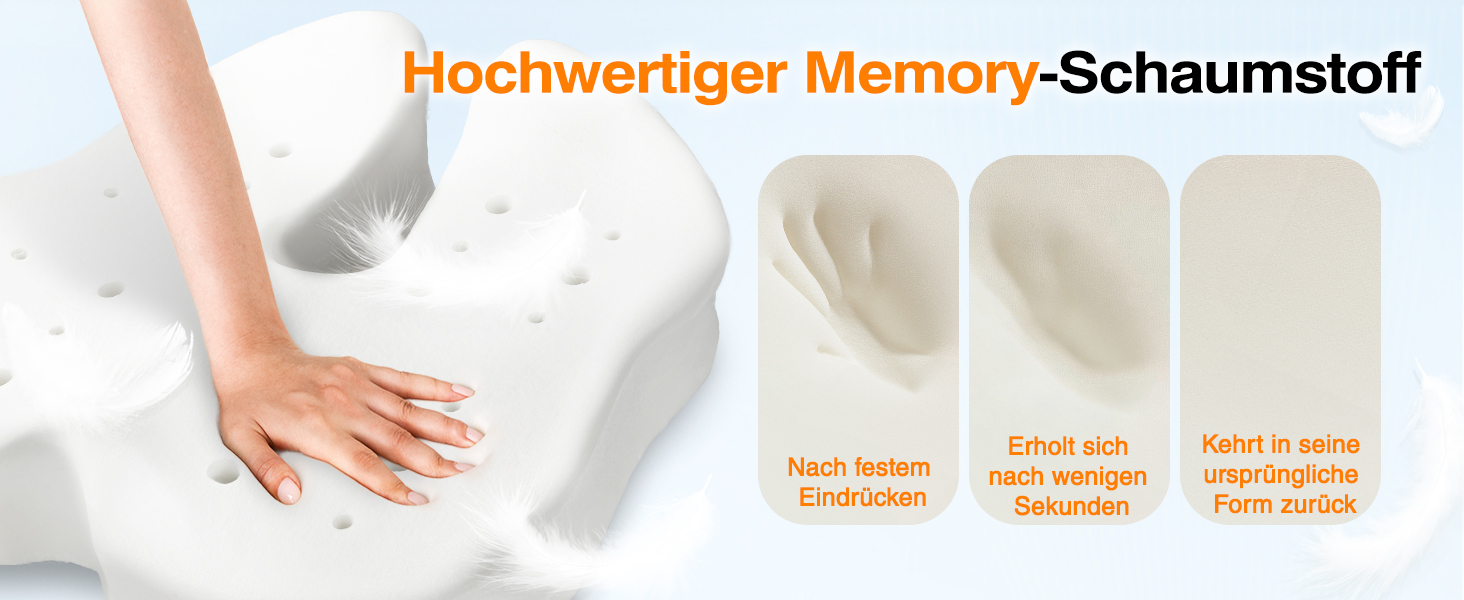 Подушка для сидіння Ophy для авто та офісного крісла з піною Memory Foam, знімною обкладинкою, помаранчева