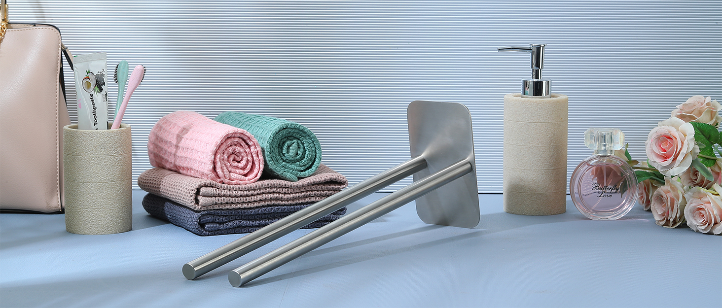 Тримач для рушників JS без свердління, сріблястий, 40 см